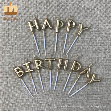 Handmade Birthday Candles with Alphabet Letters on Birthday Cake